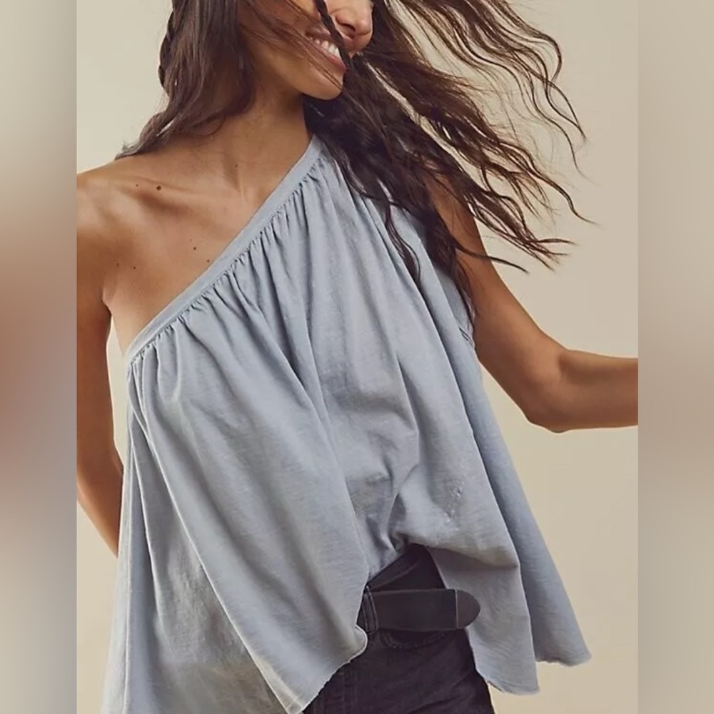 Free People We The Free Spring Break One Shoulder Top NWOT Bohemian Gray Size XS
